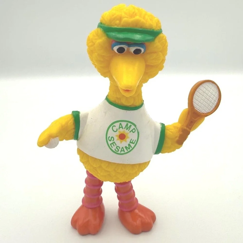 Sesame Street Big Bird Camp Sesame Tennis Player Action‎ Figure Toy 5 inch 1985